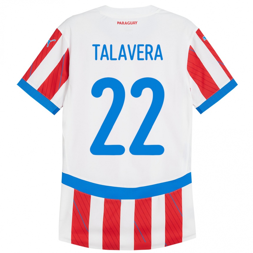 Niño Fútbol Camiseta Paraguay Javier Talavera #22 Blanco Rojo 1ª Equipación 24-26