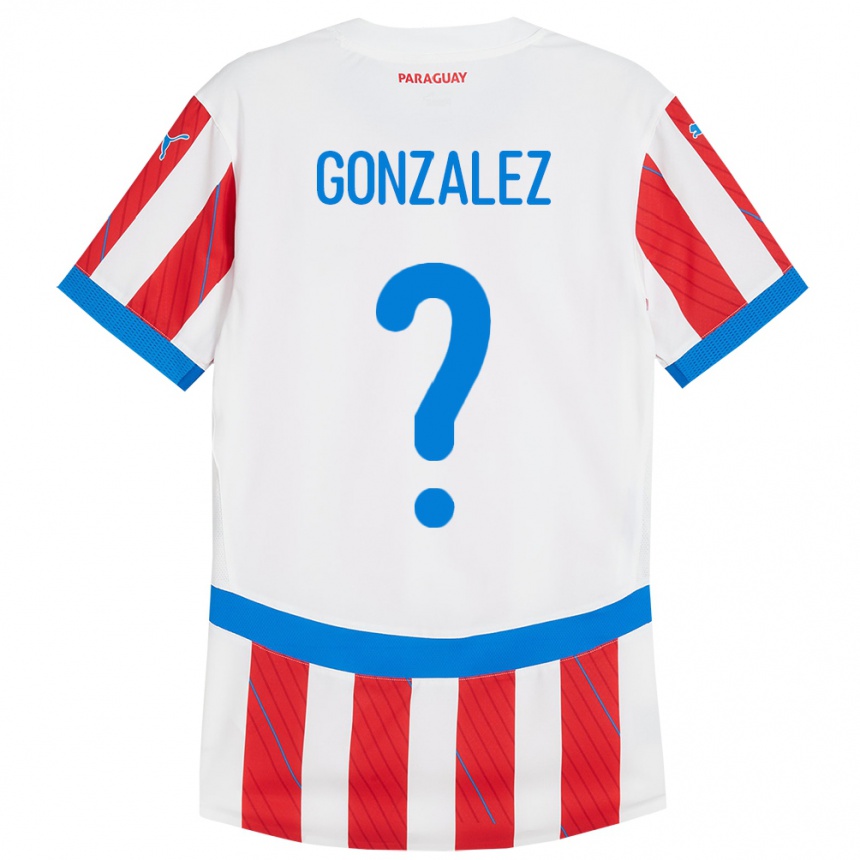 Niño Fútbol Camiseta Paraguay Antonio González #0 Blanco Rojo 1ª Equipación 24-26