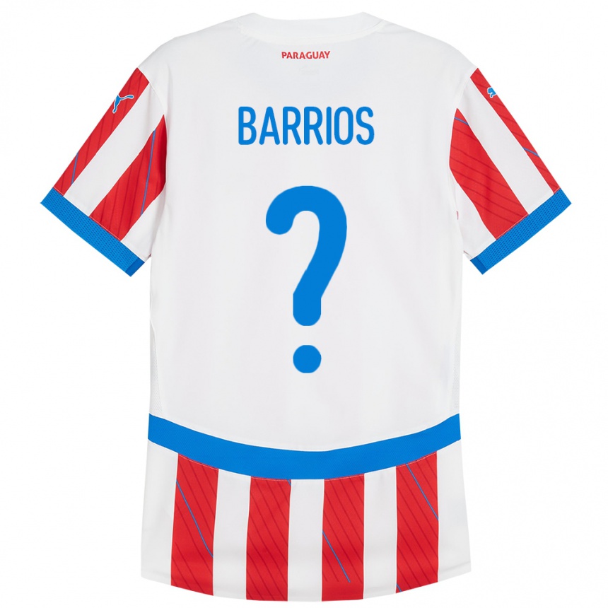 Niño Fútbol Camiseta Paraguay Fabio Barrios #0 Blanco Rojo 1ª Equipación 24-26