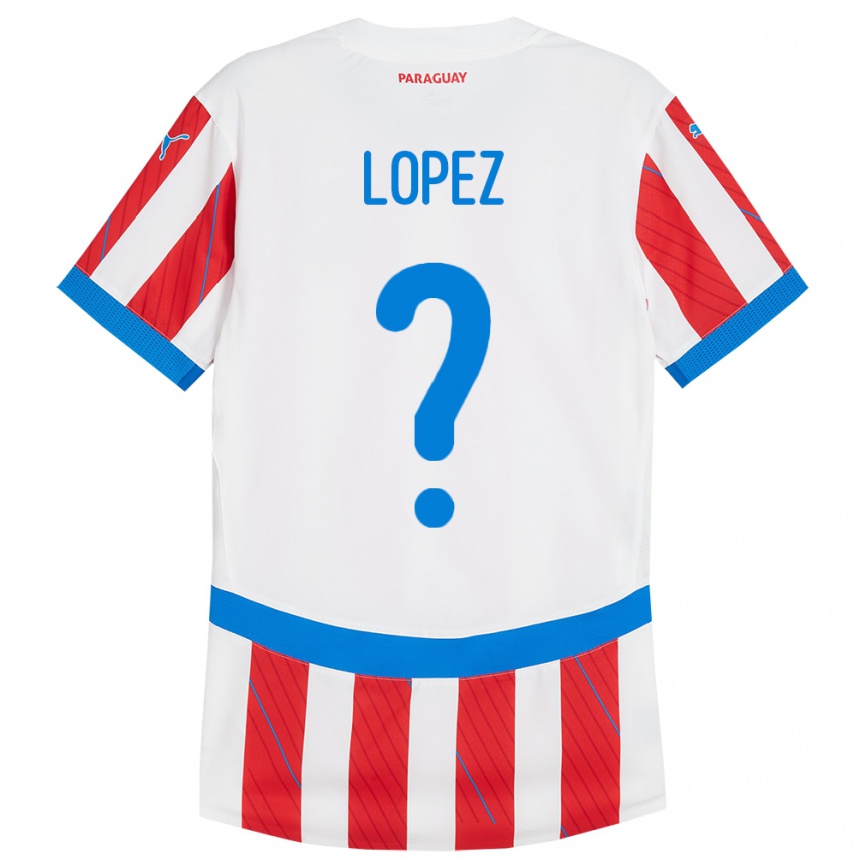 Niño Fútbol Camiseta Paraguay Rodrigo López #0 Blanco Rojo 1ª Equipación 24-26