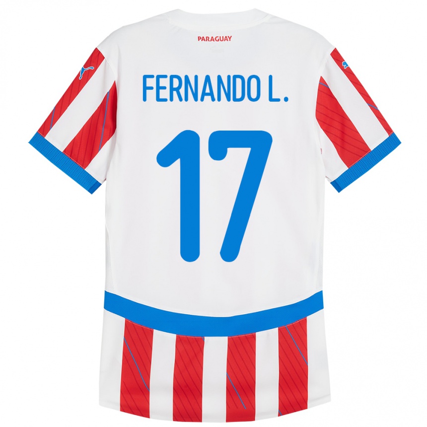 Niño Fútbol Camiseta Paraguay Fernando Leguizamón #17 Blanco Rojo 1ª Equipación 24-26