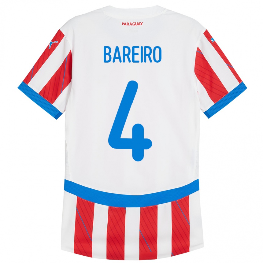 Niño Fútbol Camiseta Paraguay Daysy Bareiro #4 Blanco Rojo 1ª Equipación 24-26