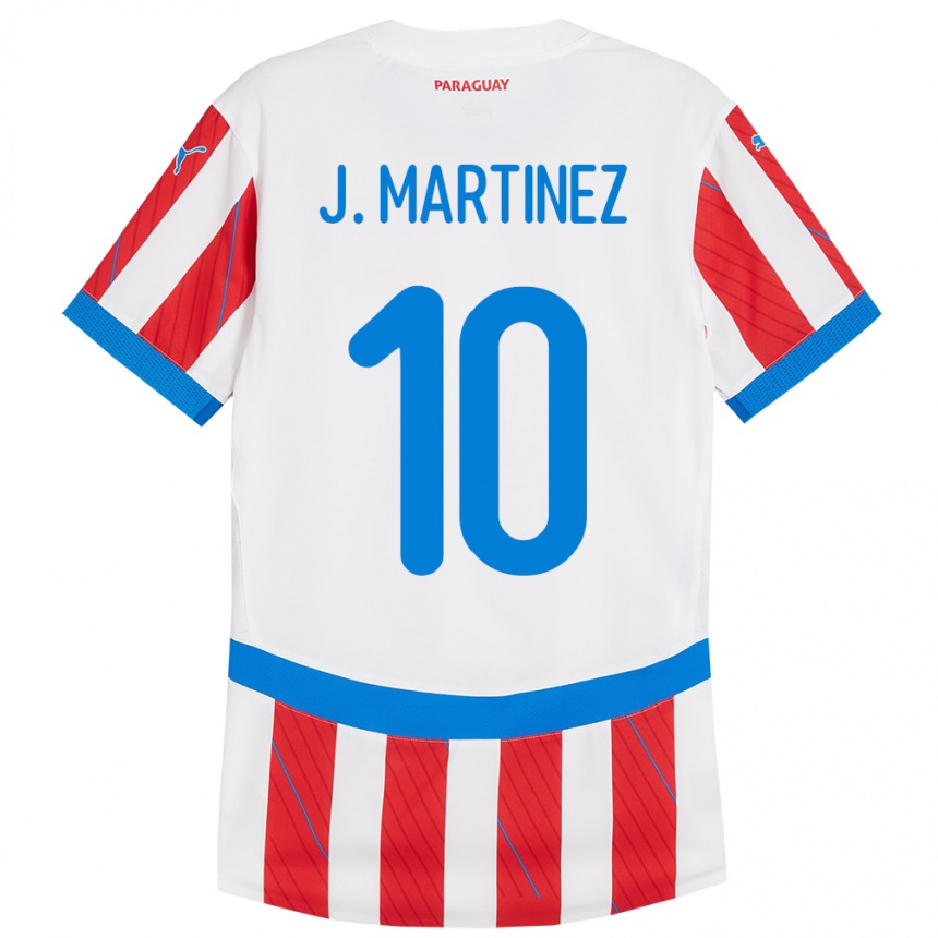 Niño Fútbol Camiseta Paraguay Jessica Martínez #10 Blanco Rojo 1ª Equipación 24-26