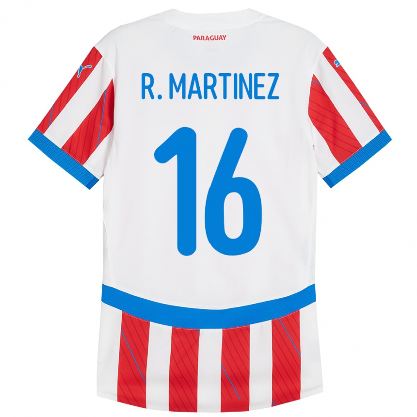 Niño Fútbol Camiseta Paraguay Ramona Martínez #16 Blanco Rojo 1ª Equipación 24-26