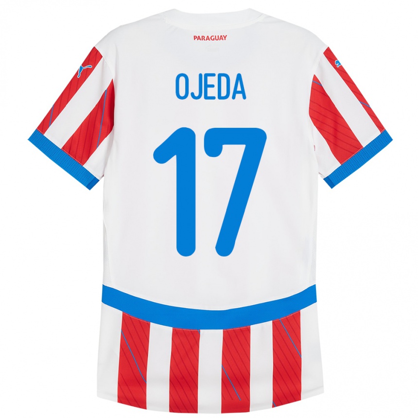 Niño Fútbol Camiseta Paraguay Deisy Ojeda #17 Blanco Rojo 1ª Equipación 24-26