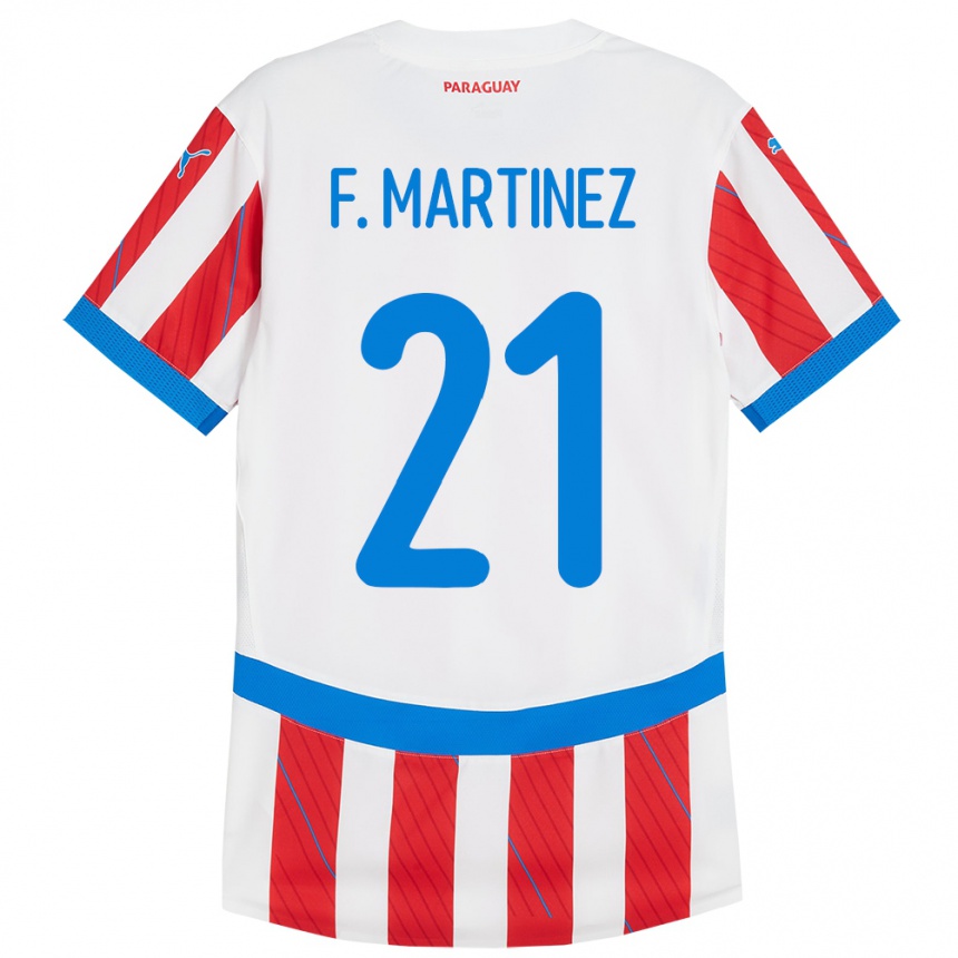 Niño Fútbol Camiseta Paraguay Fiorela Martínez #21 Blanco Rojo 1ª Equipación 24-26