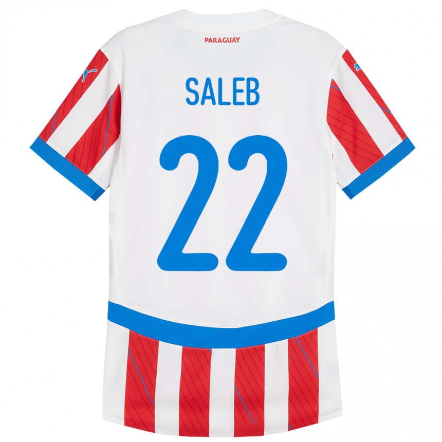 Niño Fútbol Camiseta Paraguay Gloria Saleb #22 Blanco Rojo 1ª Equipación 24-26