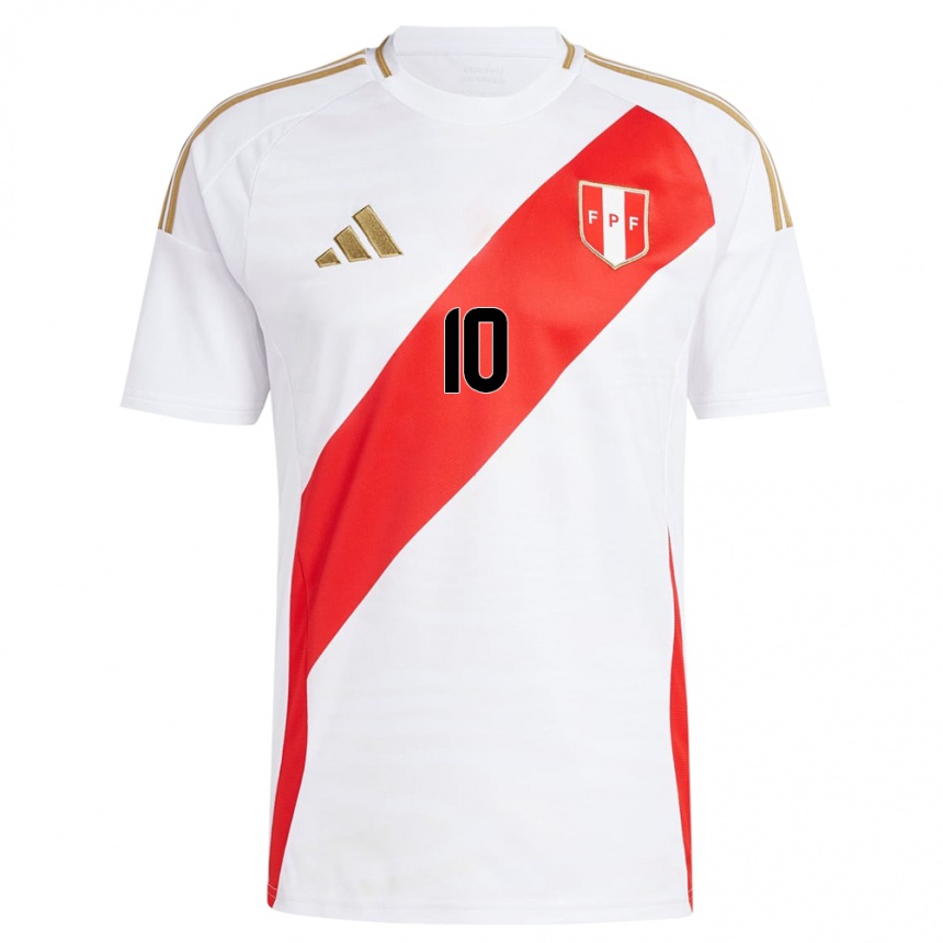 Niño Fútbol Camiseta Perú Thiago Salinas #10 Blanco 1ª Equipación 24-26