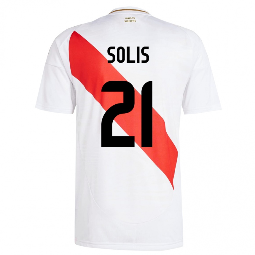 Niño Fútbol Camiseta Perú Renato Solís #21 Blanco 1ª Equipación 24-26