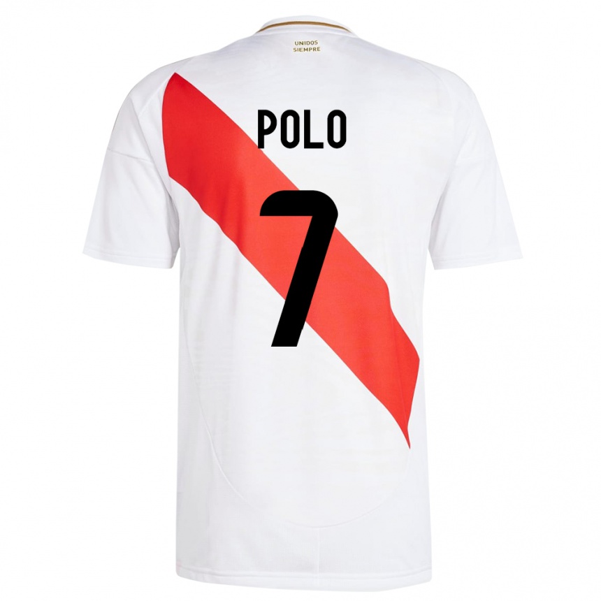 Niño Fútbol Camiseta Perú Andy Polo #7 Blanco 1ª Equipación 24-26