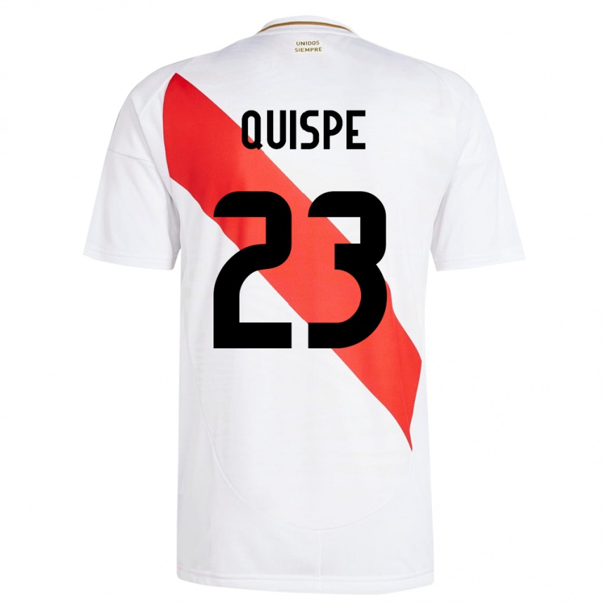 Niño Fútbol Camiseta Perú Piero Quispe #23 Blanco 1ª Equipación 24-26