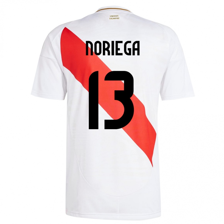 Niño Fútbol Camiseta Perú Erick Noriega #13 Blanco 1ª Equipación 24-26