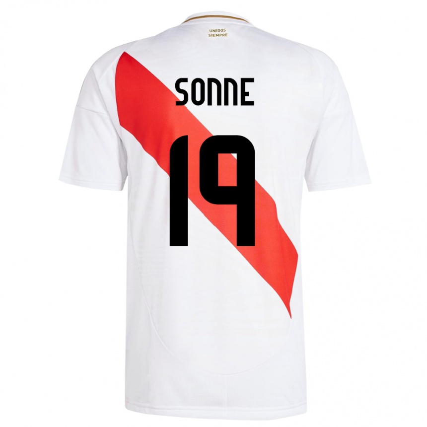 Niño Fútbol Camiseta Perú Oliver Sonne #19 Blanco 1ª Equipación 24-26