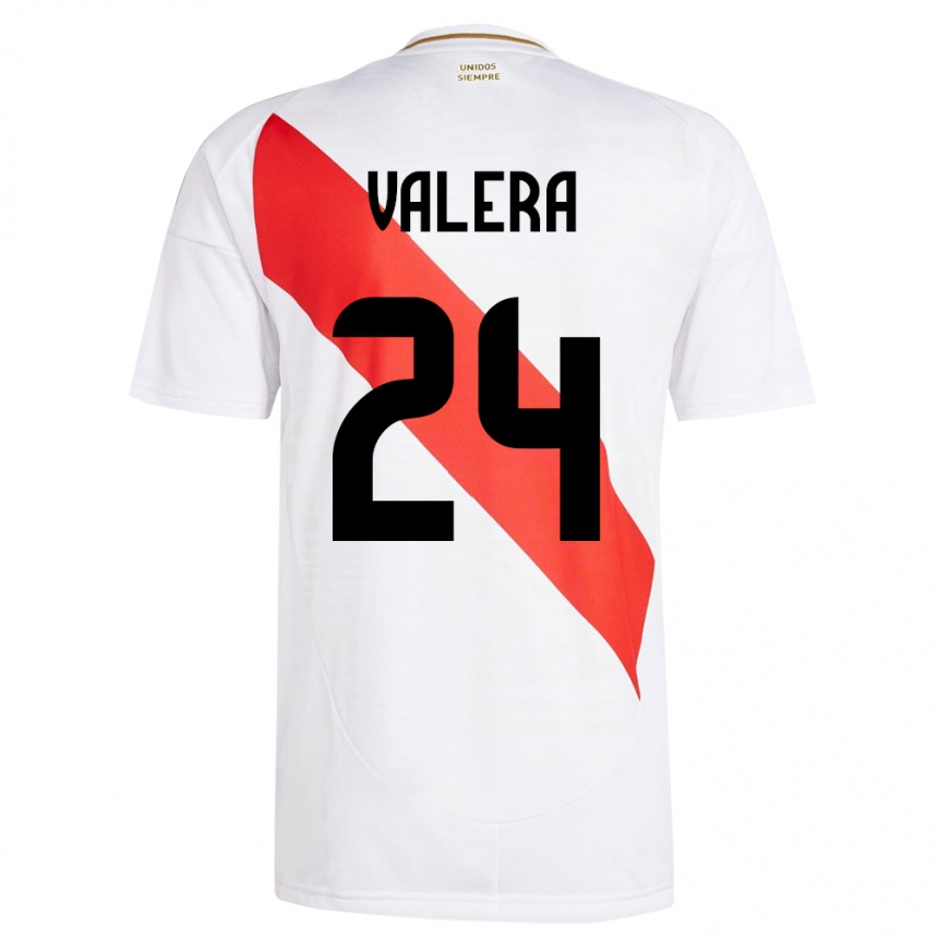 Niño Fútbol Camiseta Perú Álex Valera #24 Blanco 1ª Equipación 24-26