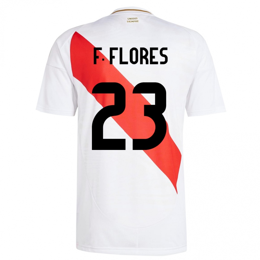 Niño Fútbol Camiseta Perú Franchesco Flores #23 Blanco 1ª Equipación 24-26
