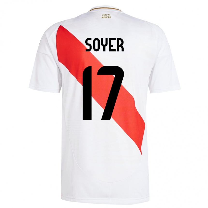 Niño Fútbol Camiseta Perú Bassco Soyer #17 Blanco 1ª Equipación 24-26