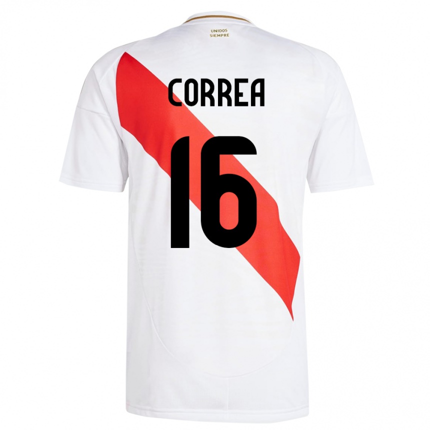 Niño Fútbol Camiseta Perú Eslyn Correa #16 Blanco 1ª Equipación 24-26