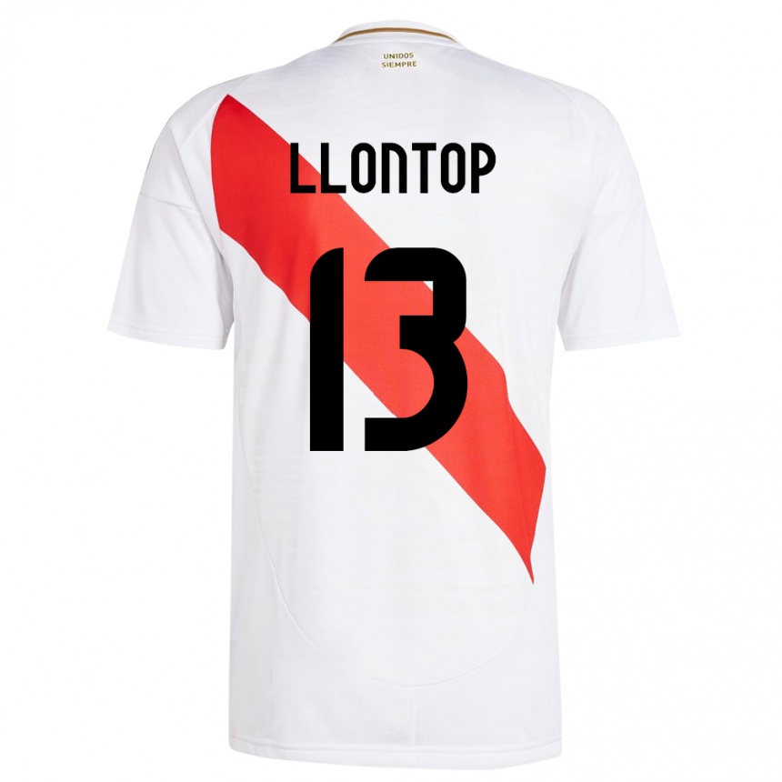 Niño Fútbol Camiseta Perú Mathías Llontop #13 Blanco 1ª Equipación 24-26