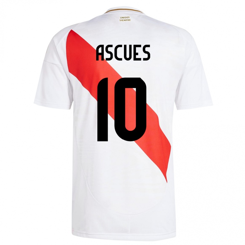 Niño Fútbol Camiseta Perú Adrián Ascues #10 Blanco 1ª Equipación 24-26