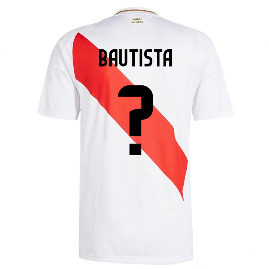 Niño Fútbol Camiseta Perú César Bautista #0 Blanco 1ª Equipación 24-26