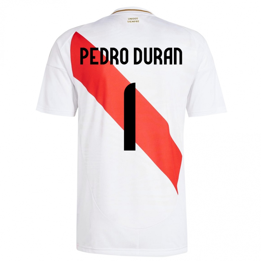 Niño Fútbol Camiseta Perú Juan Pedro Durán #1 Blanco 1ª Equipación 24-26