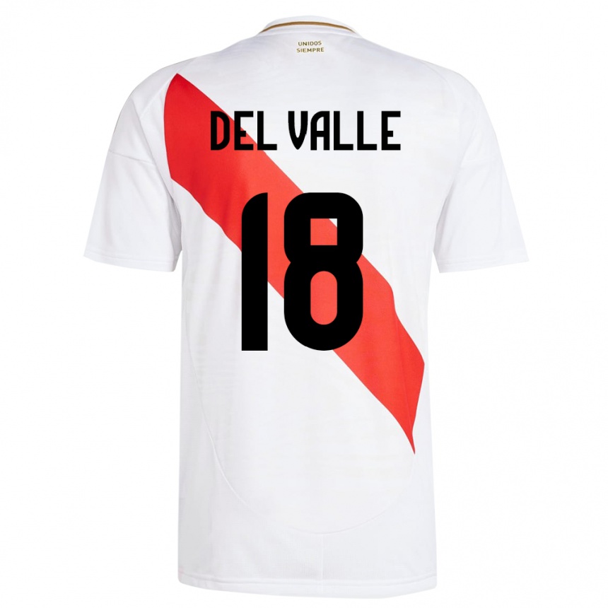 Niño Fútbol Camiseta Perú Yamir Del Valle #18 Blanco 1ª Equipación 24-26