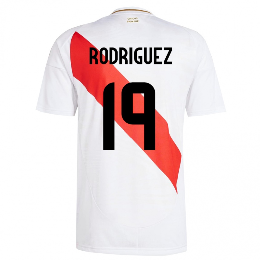 Niño Fútbol Camiseta Perú Mateo Rodríguez #19 Blanco 1ª Equipación 24-26