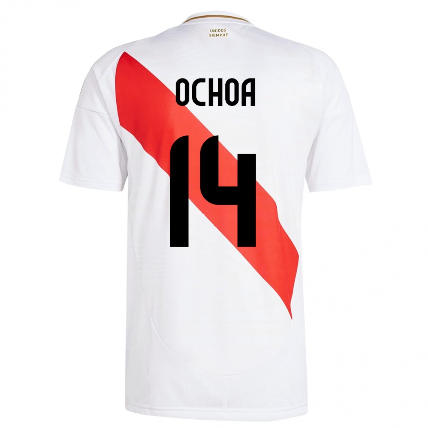 Niño Fútbol Camiseta Perú Victoria Ochoa #14 Blanco 1ª Equipación 24-26