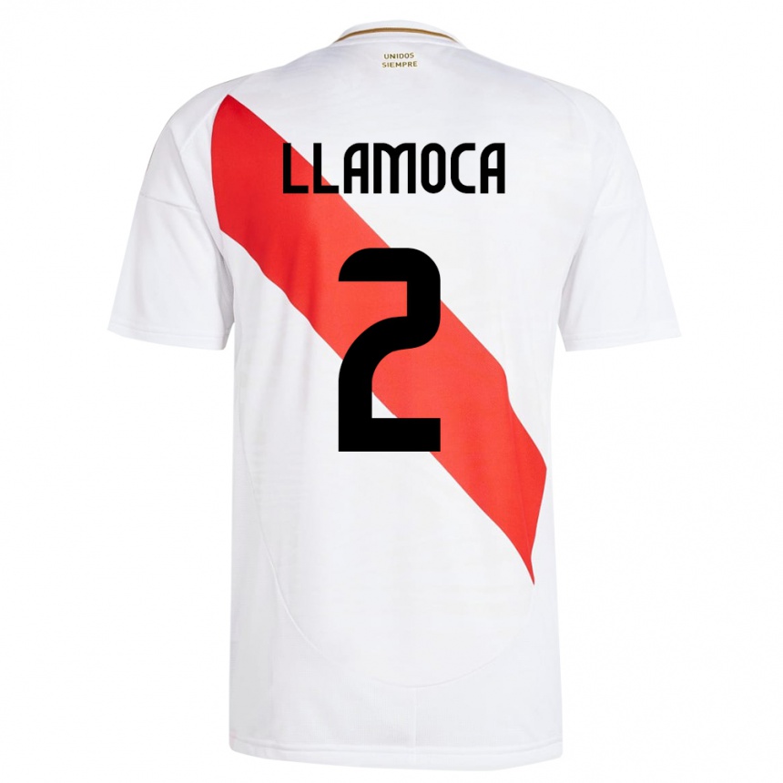 Niño Fútbol Camiseta Perú Braelynn Llamoca #2 Blanco 1ª Equipación 24-26