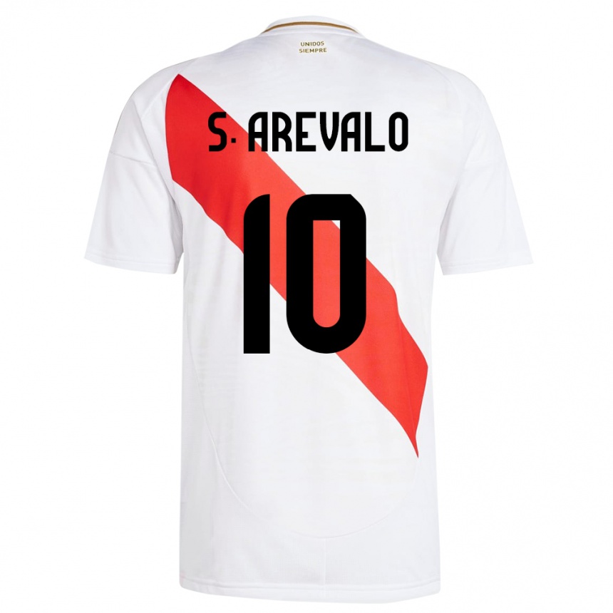 Niño Fútbol Camiseta Perú Sandra Arévalo #10 Blanco 1ª Equipación 24-26