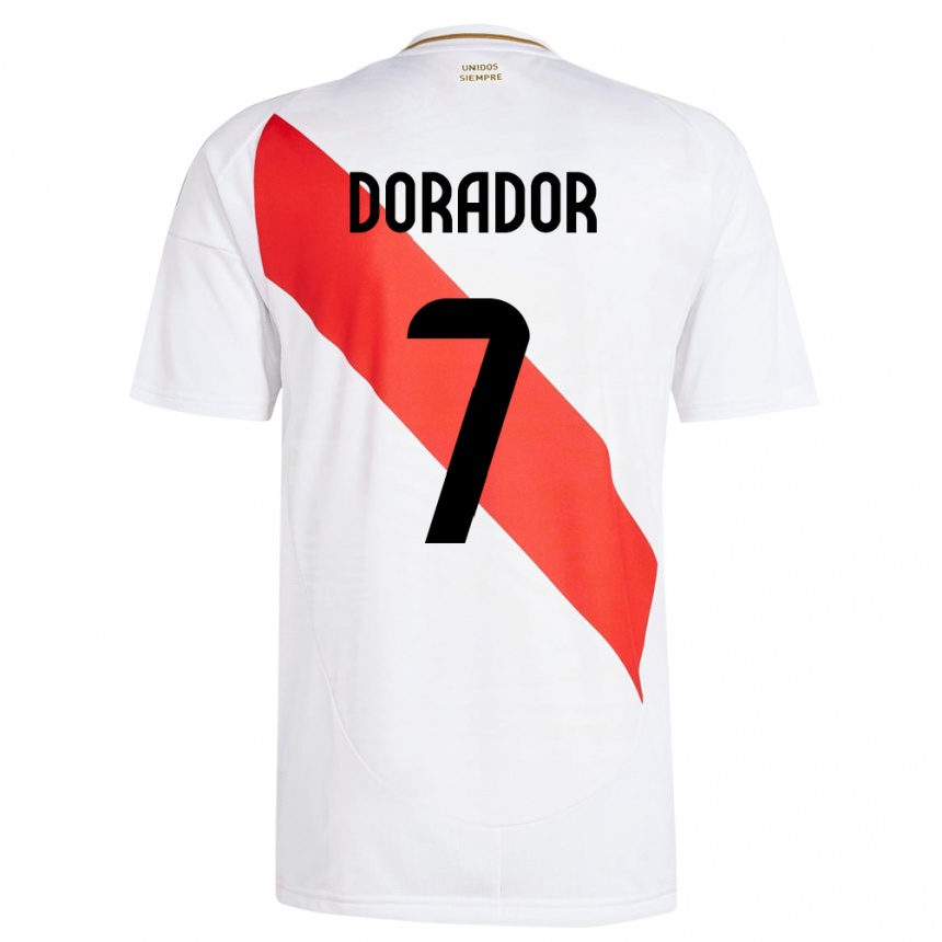 Niño Fútbol Camiseta Perú Sandy Dorador #7 Blanco 1ª Equipación 24-26