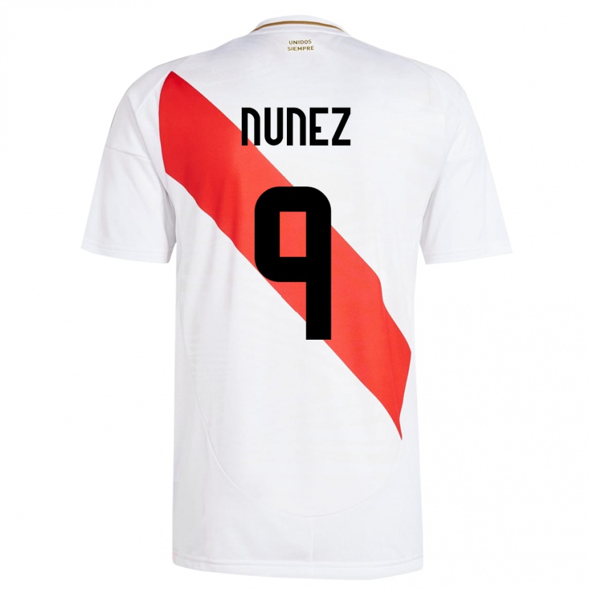 Niño Fútbol Camiseta Perú Pierina Núñez #9 Blanco 1ª Equipación 24-26