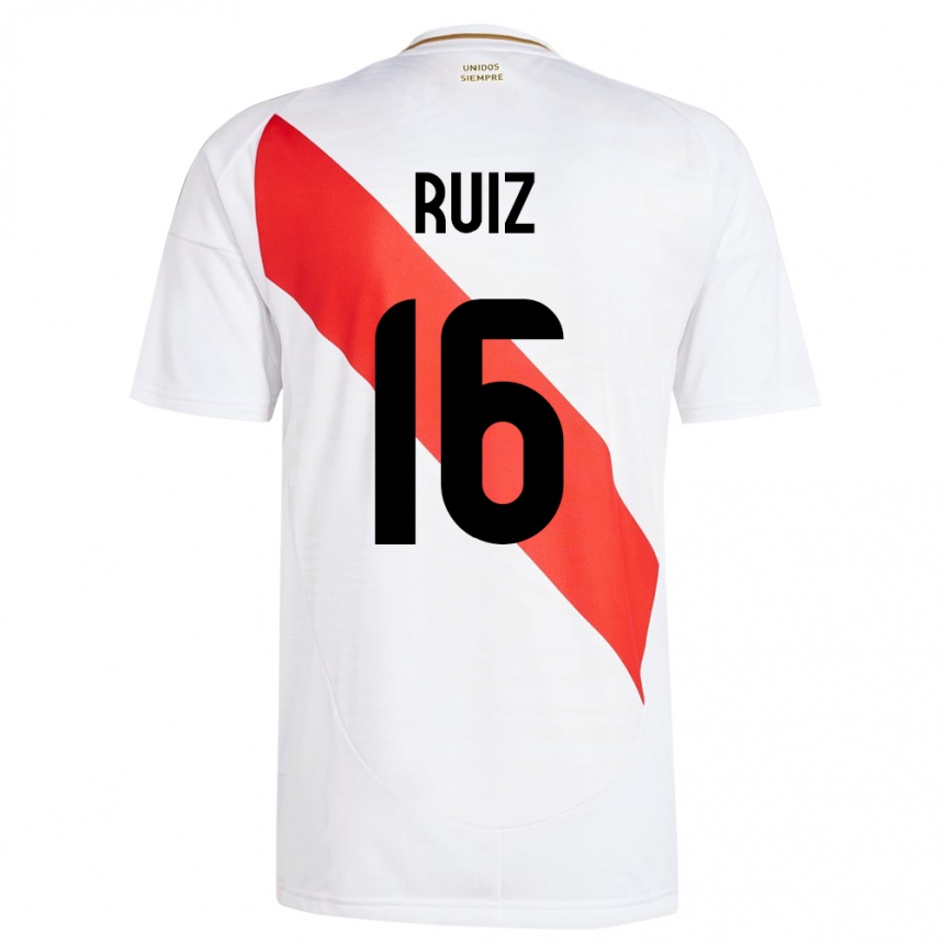 Niño Fútbol Camiseta Perú Birka Ruiz #16 Blanco 1ª Equipación 24-26