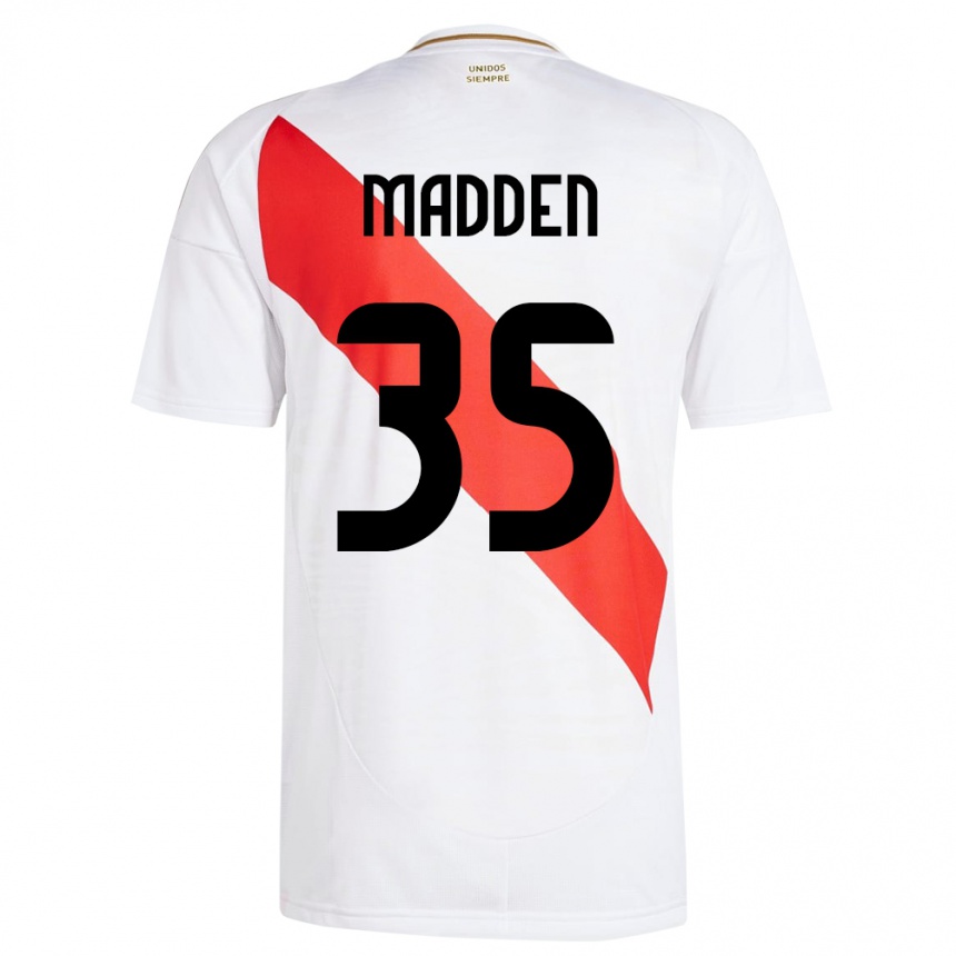 Niño Fútbol Camiseta Perú Savannah Madden #35 Blanco 1ª Equipación 24-26