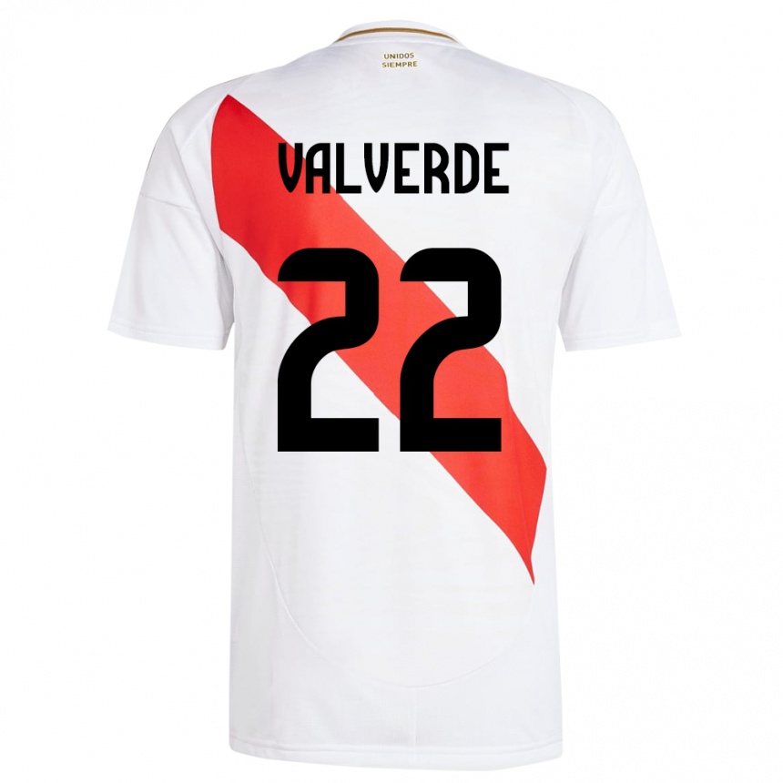 Niño Fútbol Camiseta Perú Malena Valverde #22 Blanco 1ª Equipación 24-26