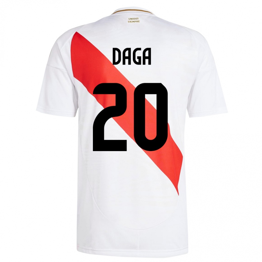 Niño Fútbol Camiseta Perú Azucena Daga #20 Blanco 1ª Equipación 24-26