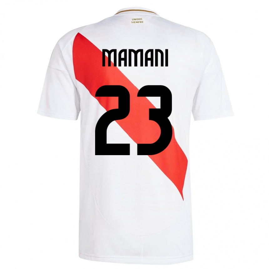 Niño Fútbol Camiseta Perú Julia Mamani #23 Blanco 1ª Equipación 24-26