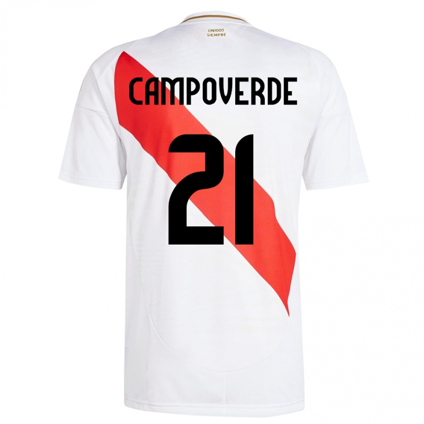 Niño Fútbol Camiseta Perú Luz Campoverde #21 Blanco 1ª Equipación 24-26