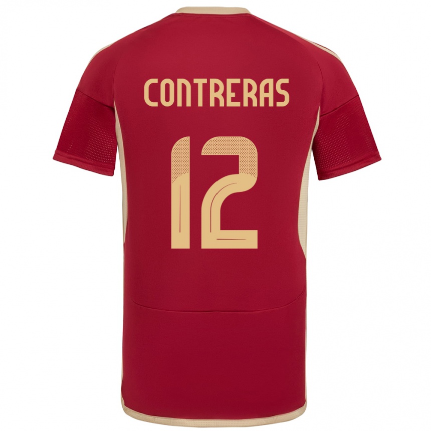 Niño Fútbol Camiseta Venezuela José Contreras #12 Borgoña 1ª Equipación 24-26