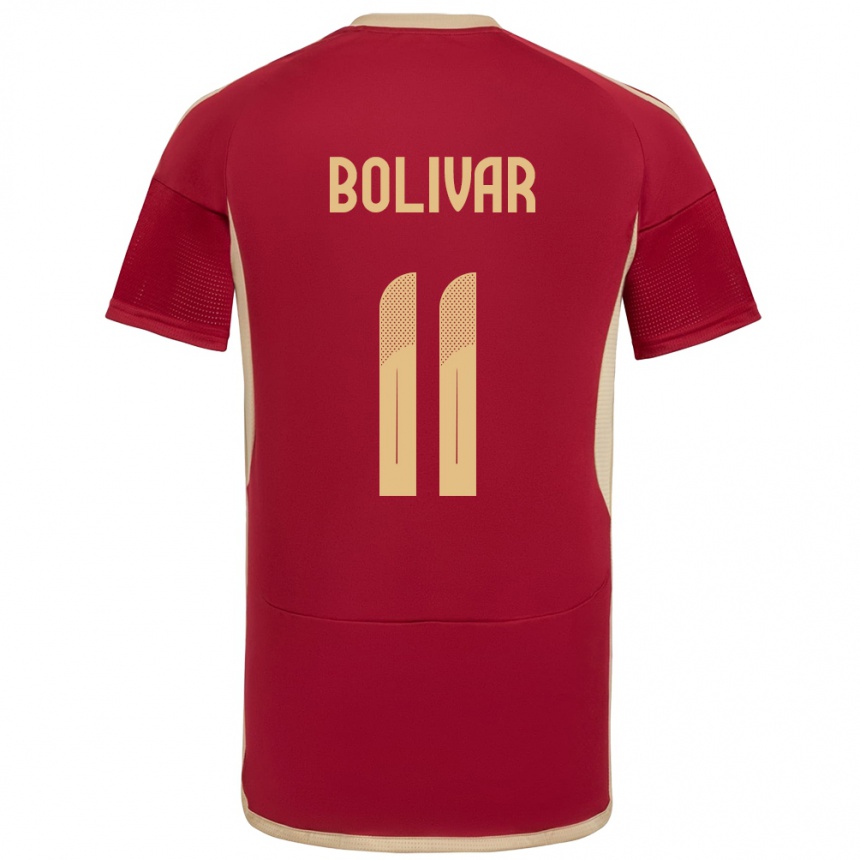 Niño Fútbol Camiseta Venezuela Jovanny Bolívar #11 Borgoña 1ª Equipación 24-26