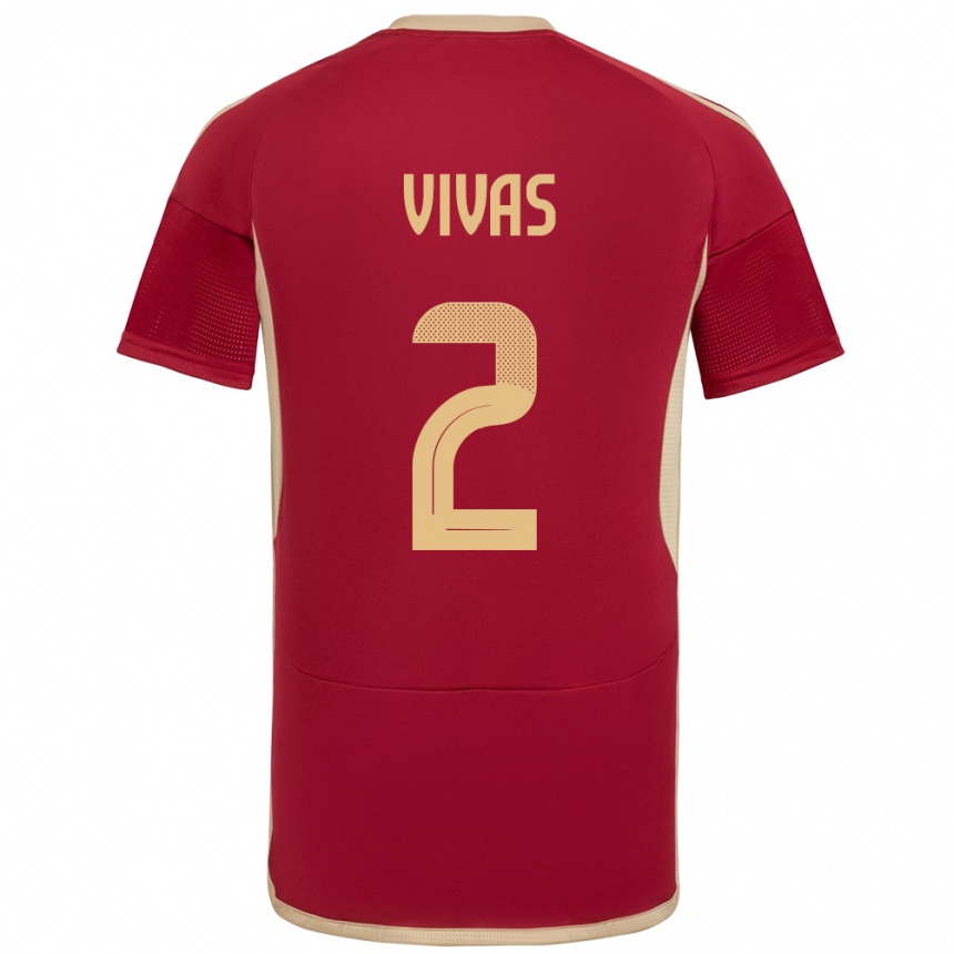 Niño Fútbol Camiseta Venezuela Carlos Vivas #2 Borgoña 1ª Equipación 24-26