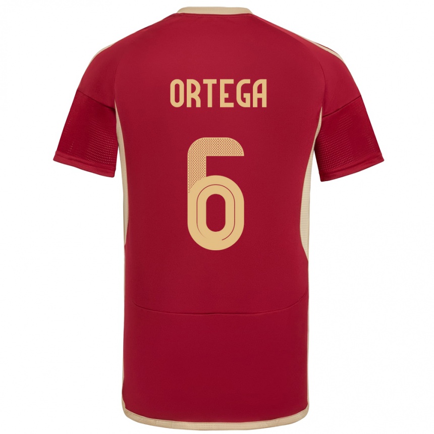 Niño Fútbol Camiseta Venezuela Bryant Ortega #6 Borgoña 1ª Equipación 24-26