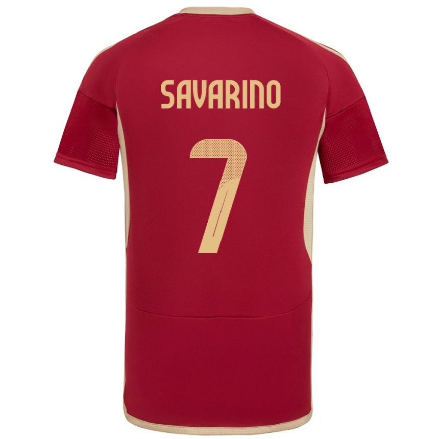 Niño Fútbol Camiseta Venezuela Jefferson Savarino #7 Borgoña 1ª Equipación 24-26