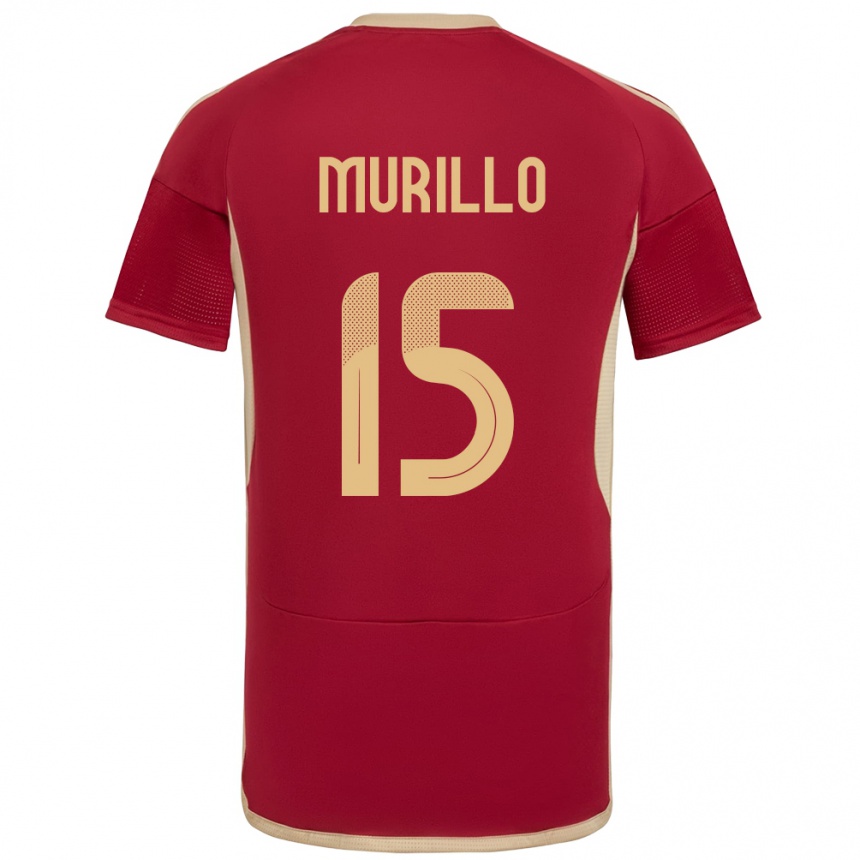 Niño Fútbol Camiseta Venezuela Jhon Murillo #15 Borgoña 1ª Equipación 24-26