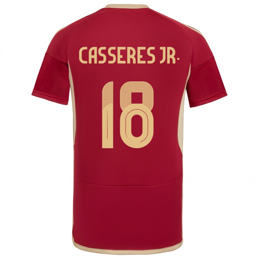 Niño Fútbol Camiseta Venezuela Cristian Cásseres Jr. #18 Borgoña 1ª Equipación 24-26