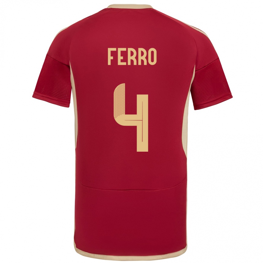 Niño Fútbol Camiseta Venezuela Andrés Ferro #4 Borgoña 1ª Equipación 24-26