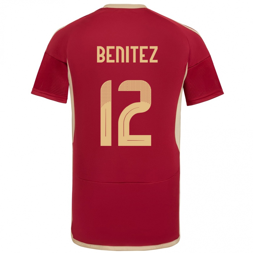 Niño Fútbol Camiseta Venezuela Frankarlos Benítez #12 Borgoña 1ª Equipación 24-26