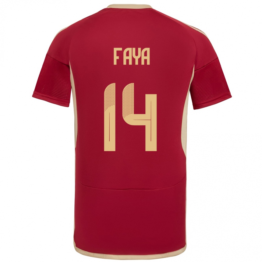 Niño Fútbol Camiseta Venezuela Carlos Faya #14 Borgoña 1ª Equipación 24-26