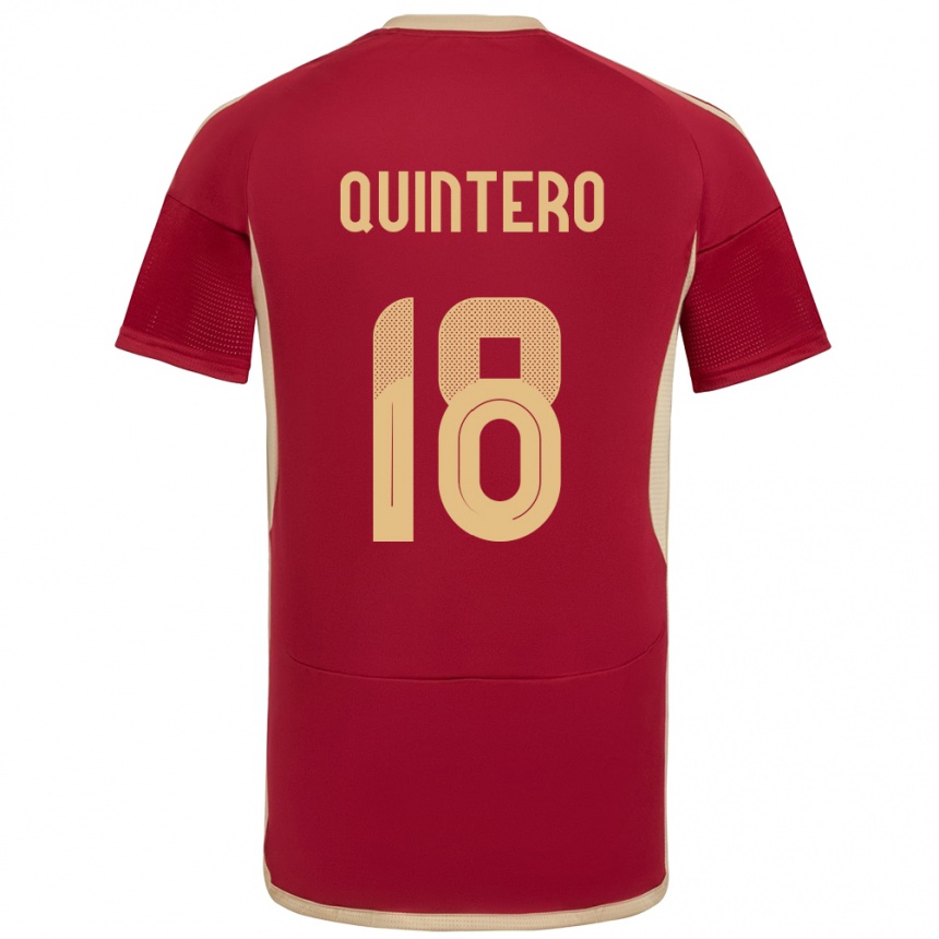 Niño Fútbol Camiseta Venezuela Jesús Quintero #18 Borgoña 1ª Equipación 24-26