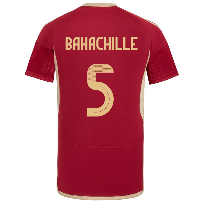 Niño Fútbol Camiseta Venezuela Abraham Bahachille #5 Borgoña 1ª Equipación 24-26